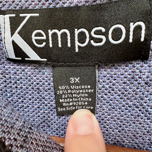 Kempson Purple Blue Floral Mock Neck Sweater Cottage Plus Size Viscose Blend - Picture 5 of 6